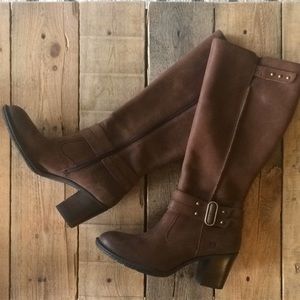 Born Women’s Brown Leather Knee Boots with Heel